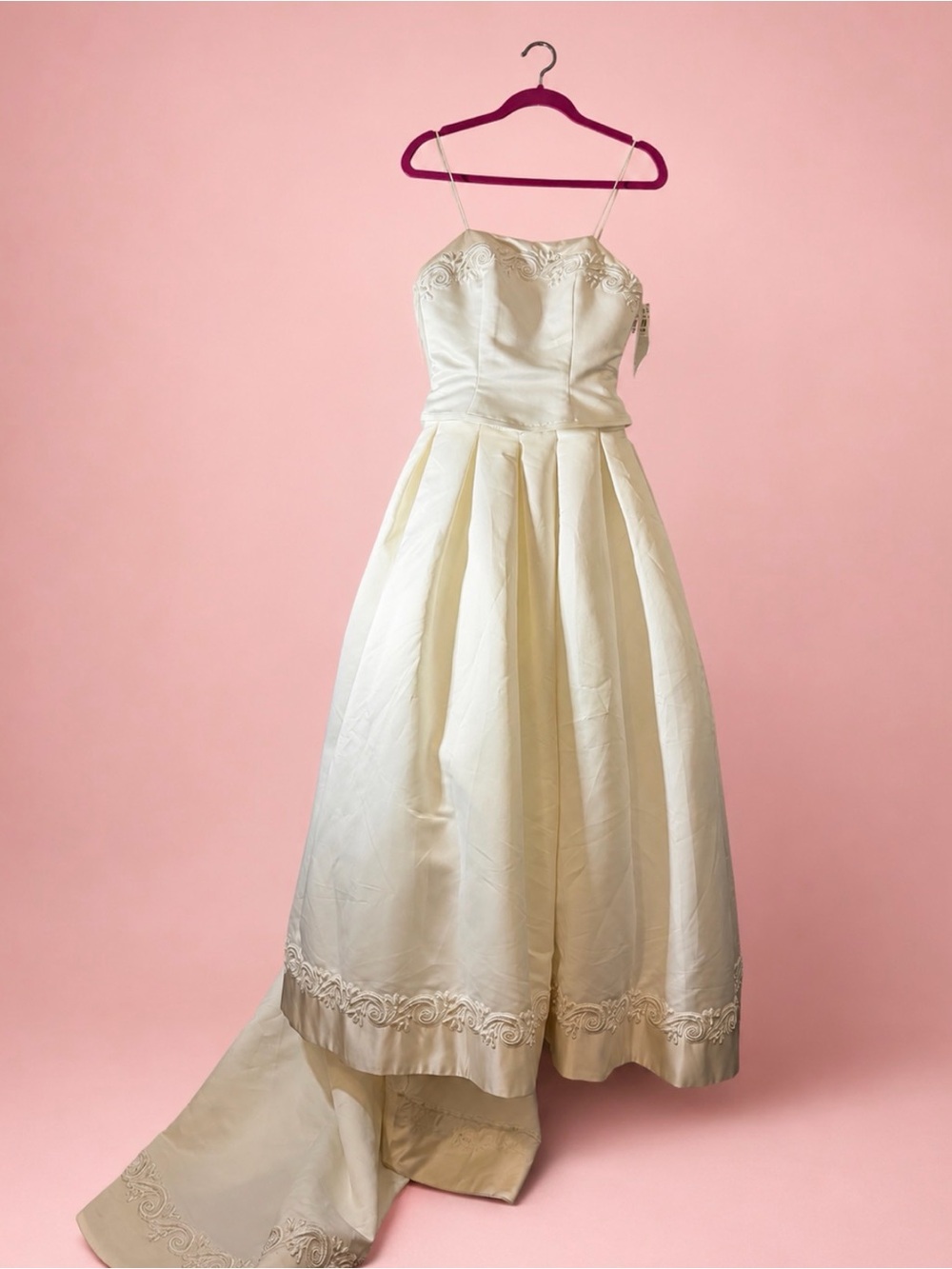 Vintage Michaelangelo 2423IVORY Two-Tone Satin Wedding Dress Size 8 - Picture 3 of 9